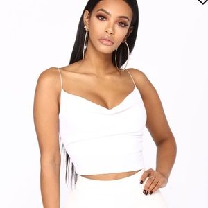 White Spaghetti Strap Crop Top